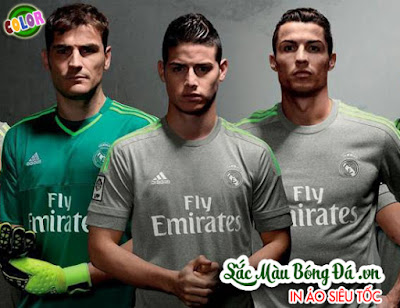 bán buôn Mẫu áo bóng đá CLB Real Madrid màu xám 2015 2016