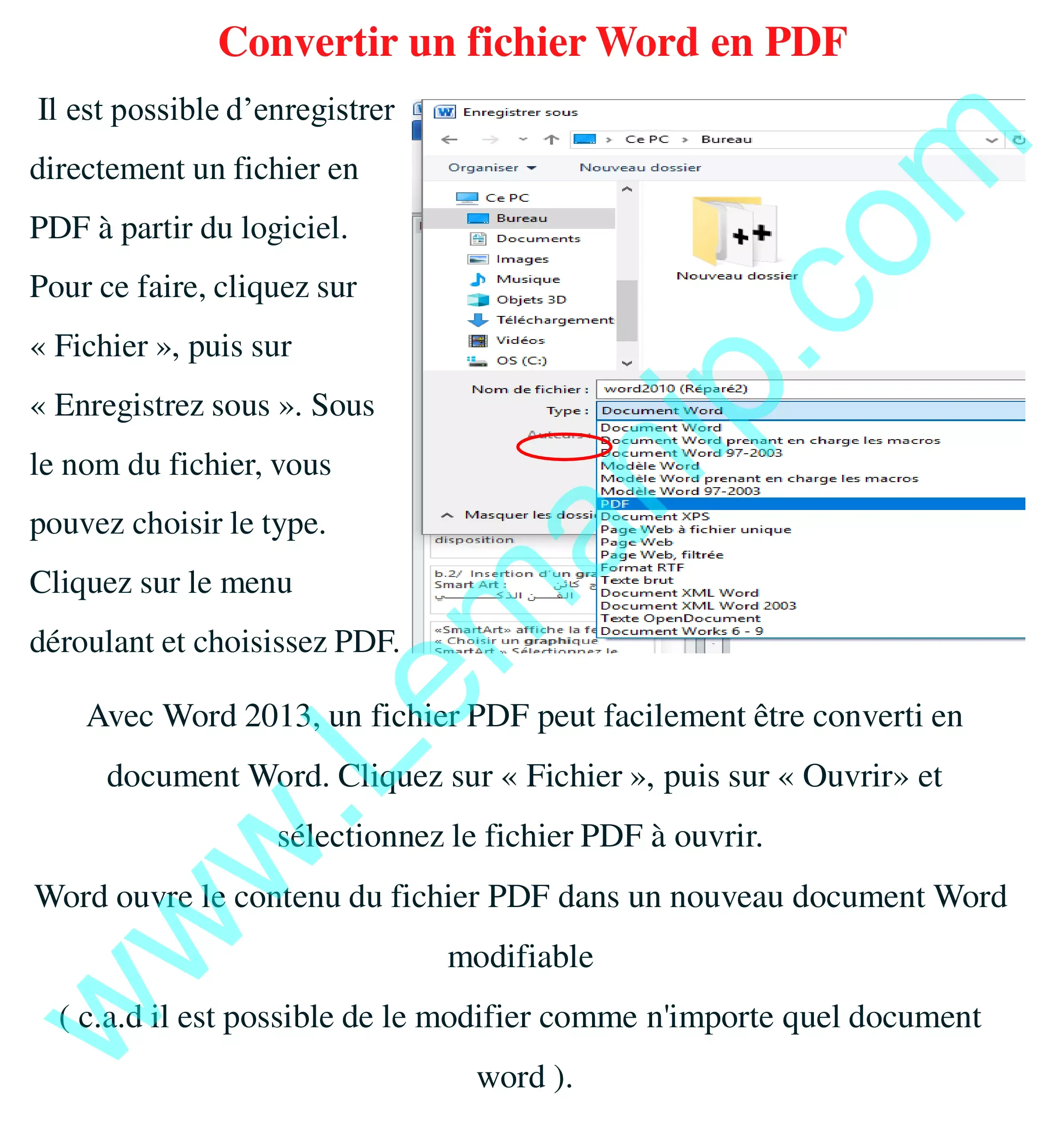Convertirun fichier Word en PDF