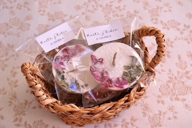 Regalos de boda Velas Botánicas con flores secas naturales detalles originales baratos personalizados para invitados