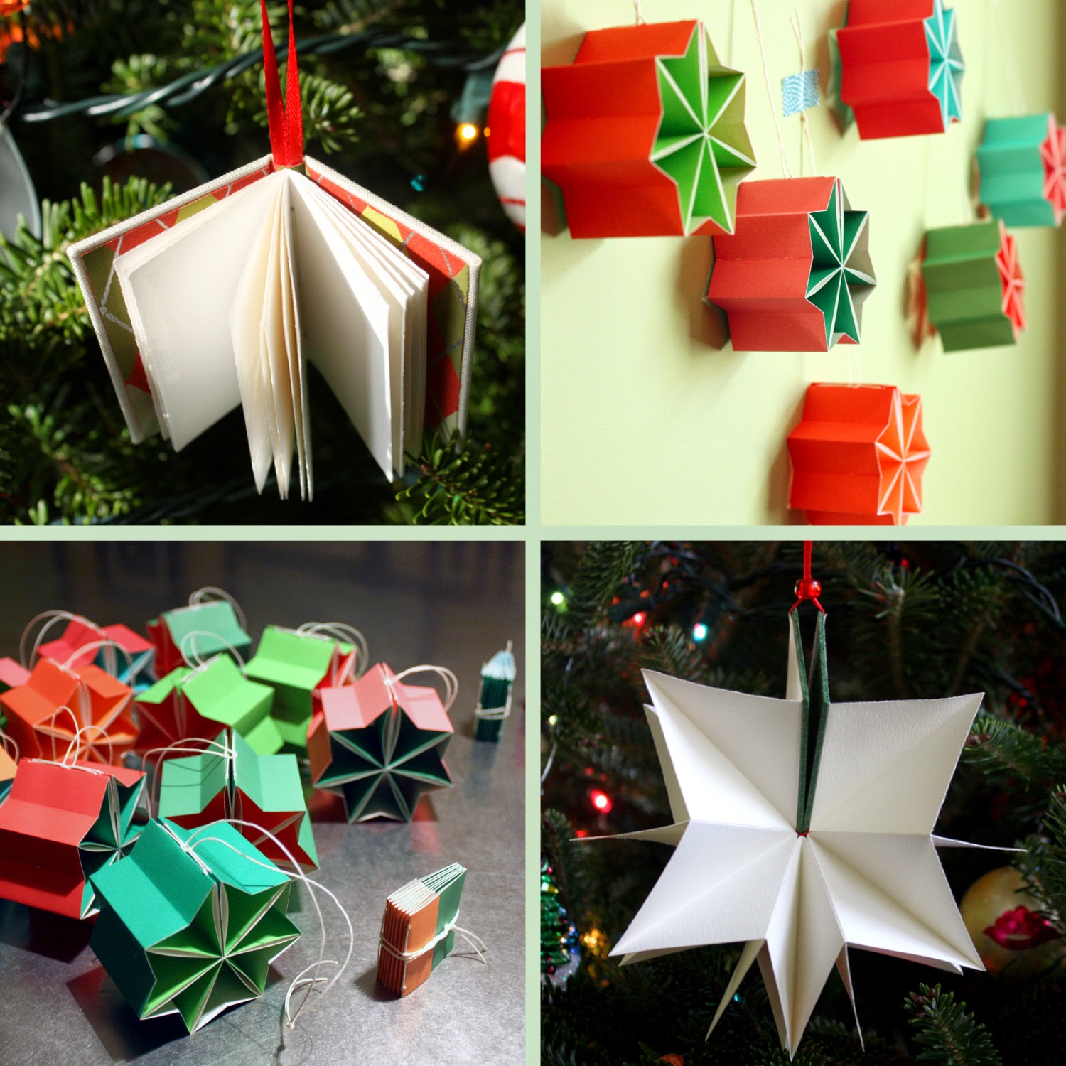 Hanmade book Christmas ornaments by linenlaidfelt in Nashville