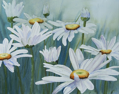 Danielle Beaulieu's watercolour of white daisies