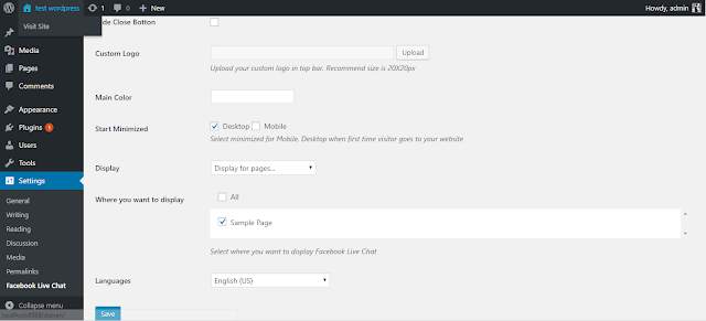 Install and customize facebook live chat for wordpress