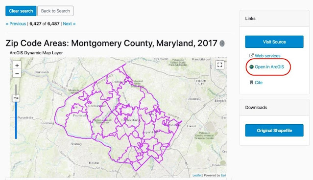 Zip Code Areas: Montgomery County, Maryland, 2017