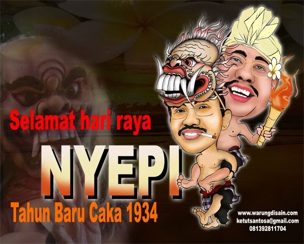 Karikatur wajah Digital, Perayaan Nyepi di Batam - Kaos 