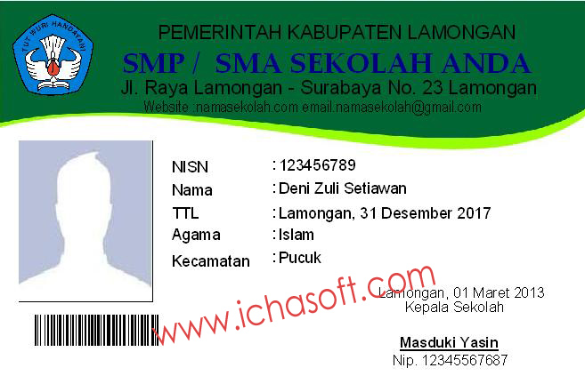 Contoh Kartu Pelajar Modern  Software Kartu Pelajar 