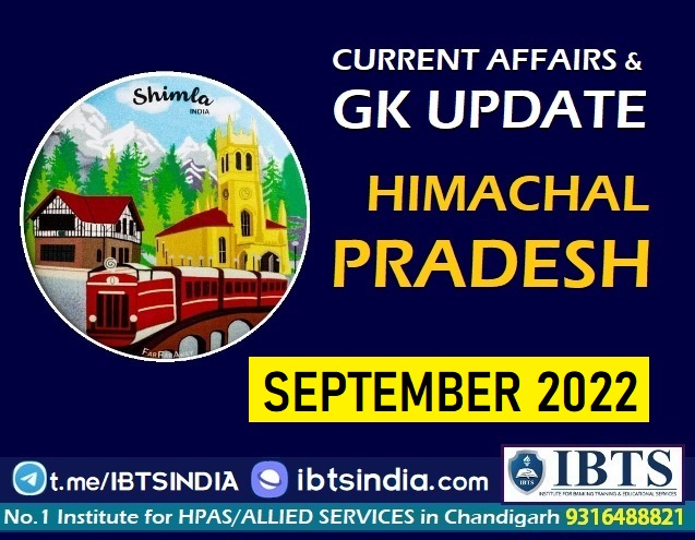 Himachal Pradesh HP Current Affairs - September 2022 in Hindi/English (Download PDF)