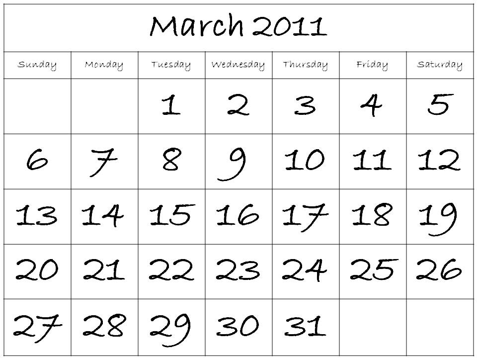 2011 calendar printable free. fat, March