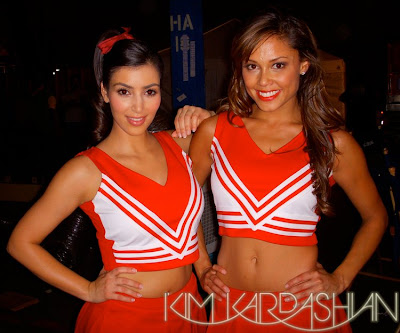 Kim Kardashian And Vanessa Minnillo Wearing Cheerleader Outfits