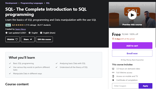 SQL- The Complete Introduction to SQL programming