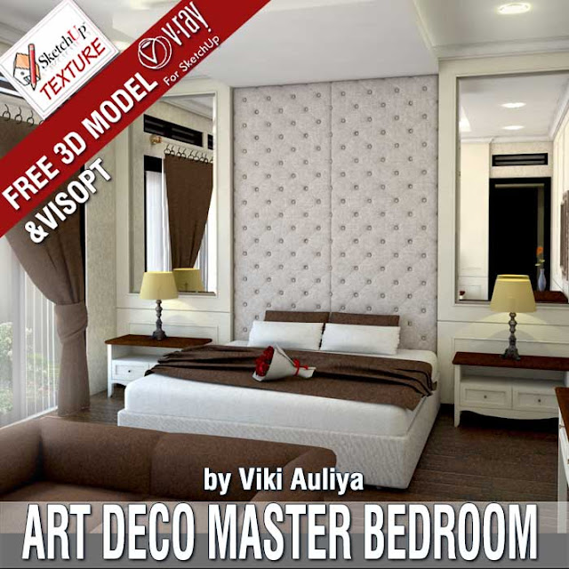 This luxurious together with stylish blueprint yet continues its influence today FREE SKETCHUP 3D MODEL ART DECO MASTER BEDROOM & VRAY VISOPT