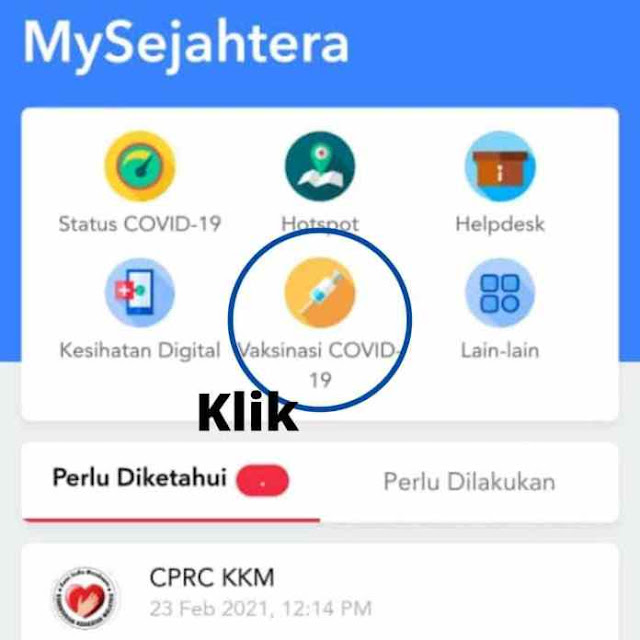 cara daftar vaksin covid19 di MySejahtera