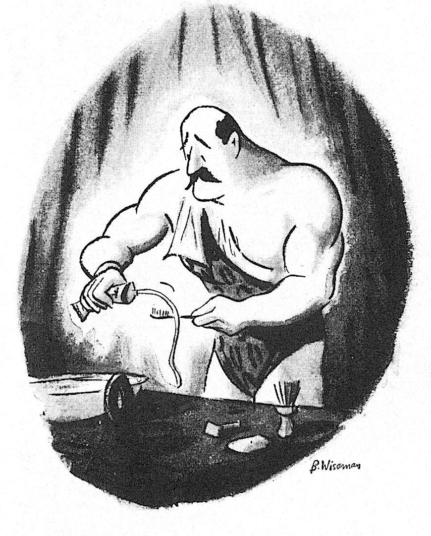 a B. Wiseman cartoon about a circus strongman