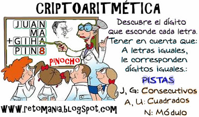 Alfaméticas, Criptoaritméticas, Criptosumas, Problemas criptoaritméticos, Problemas alfaméticos, Retos matemáticos, Desafíos matemáticos, Problemas matemáticos