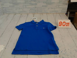 中古品　子供服　９０ｃｍ　POLO 　ブルー　半袖シャツ　７７０円