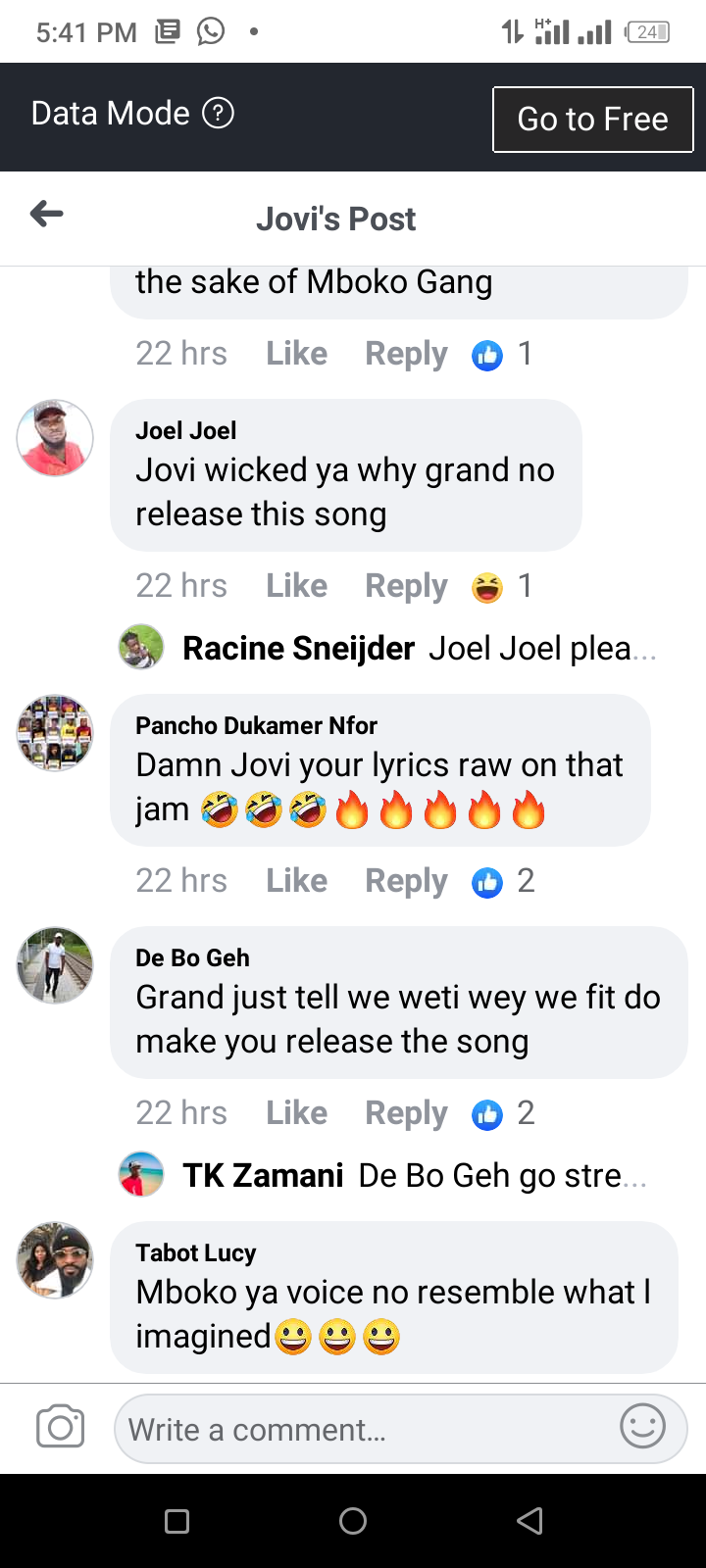 Screenshot showing fans begging Jovi to release A Track