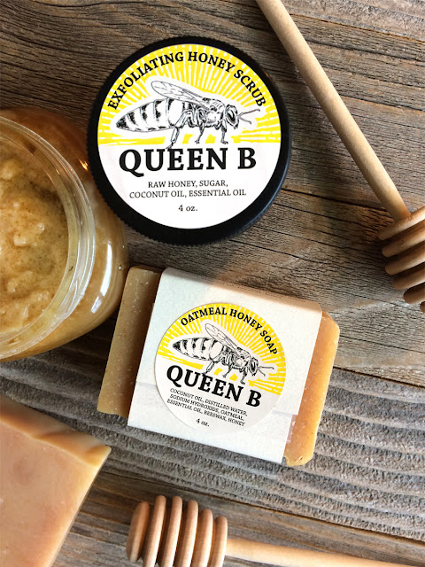 Custom Queen Bee honey bottle labels