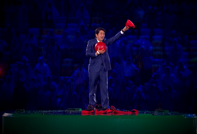 Shinzō Abe Mario hat clothes Cappy Rio 2016 closing ceremony Olympics warp pipe