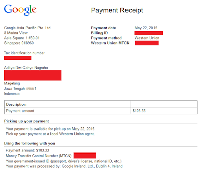 Bukti Google Adsense, Adsense Paypement Proof