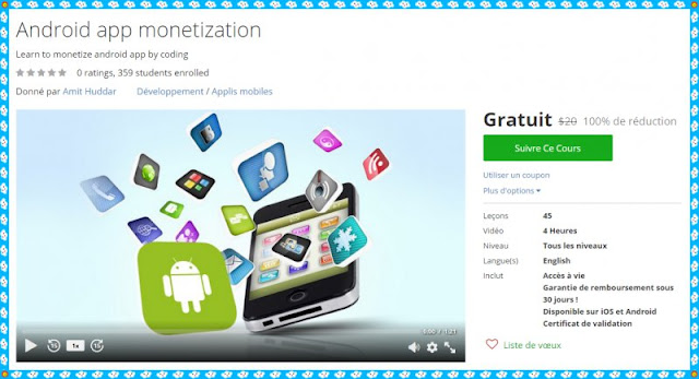 100% Free Udemy Course Android app monetization
