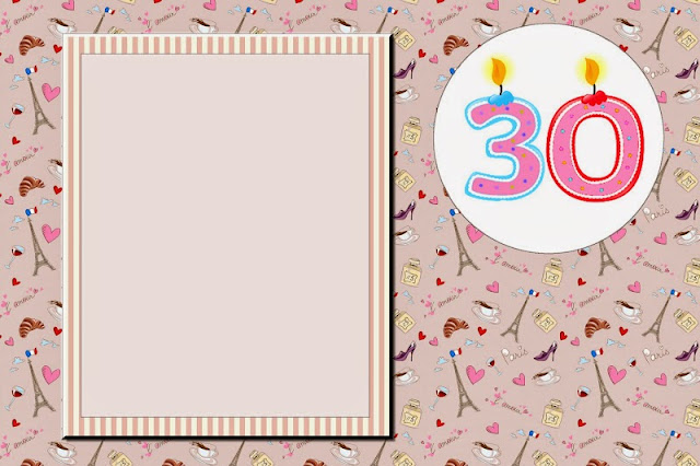 30th. Birthday: Free Printable Invitations, Labels or Cards.