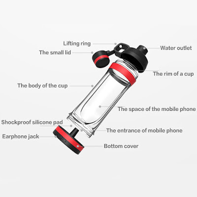 CIMBOO-IPhone-Bottle-Waterproof-Mobile. Awesome Water Bottle With Storage Compartment For Your Smartphone, Perfect For Jogging, Bicycling, Hiking, and More