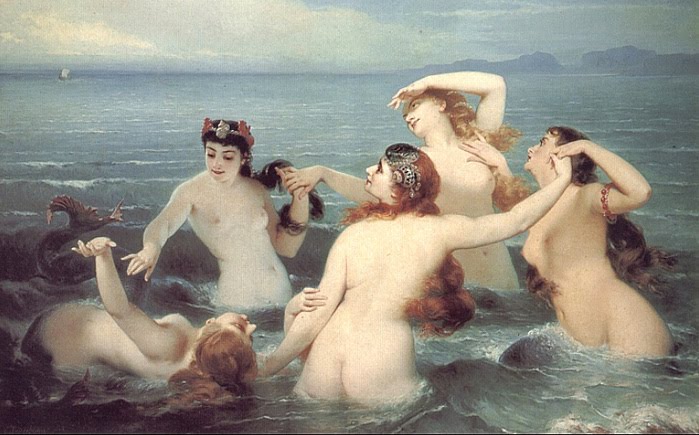 Charles Edouard Boutibonne Mermaids Frolicking in the Sea 