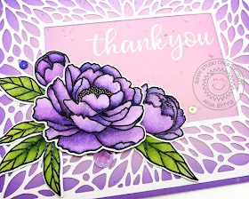Sunny Studio Stamps: Blooming Frame Dies Pink Peonies Everyday Greetings Thank You Card by Anja Bytyqi