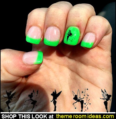 Tinkerbell Fairy Nail Decals Tinkerbell nail decorations disney fairy nail design ideas  tinkerbell nail art