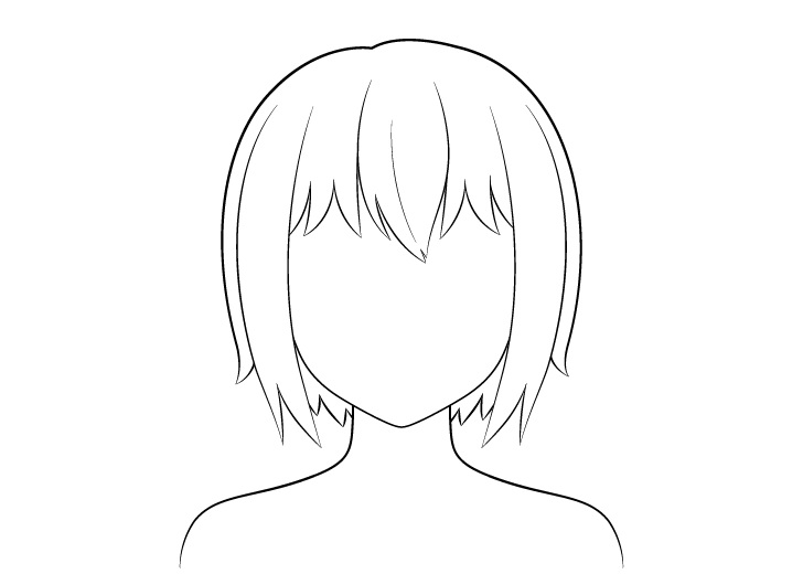 Anime gambar garis rambut pendek