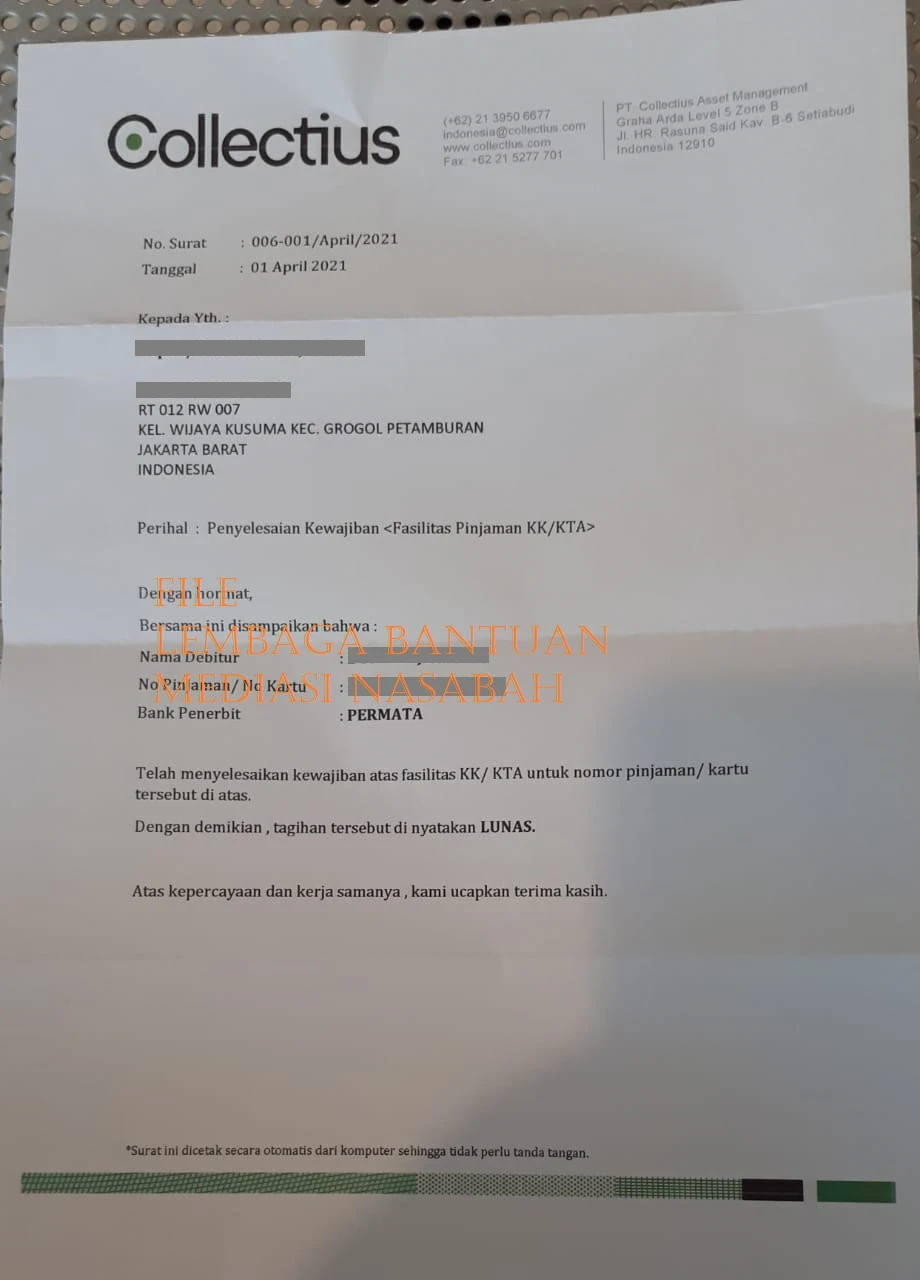 Surat Lunas Bank Permata - Mediasi 1148