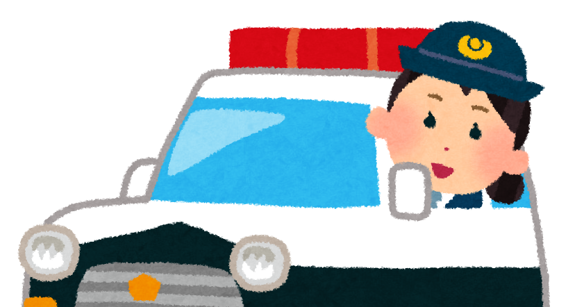 無料イラスト かわいいフリー素材集 ミニパトに乗る警察官のイラスト