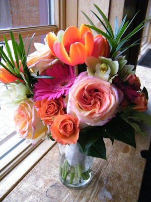 This bridal bouquet had great colors coming from the Tulips Roses Orchids 