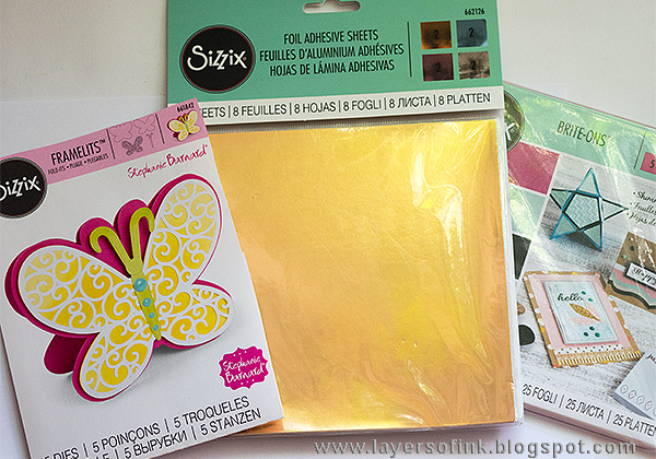 Layers of ink - Dimensional Butterfly Card Tutorial by Anna-Karin with Sizzix Brite-Ons Shimmery Paper Sheets.