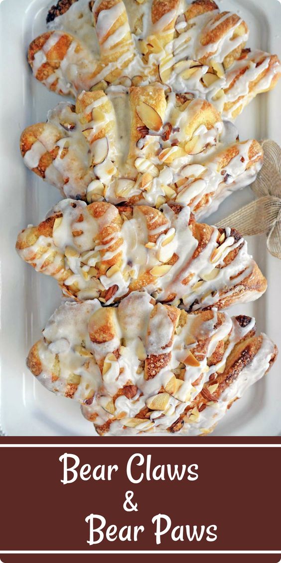 These bear claws and bear paws are made with a tender, rich dough and filled with a luscious and sweet almond filling. Making homemade breakfast pastries may be a bit time consuming, but the results are oh so worth it!