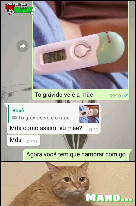 Homem diz que está gravido para mulher usando um termometro e que agora ela tem que namorar com ele