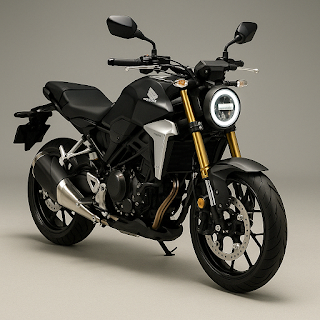 혼다 CB300R 타이어 공기압 점검 장면