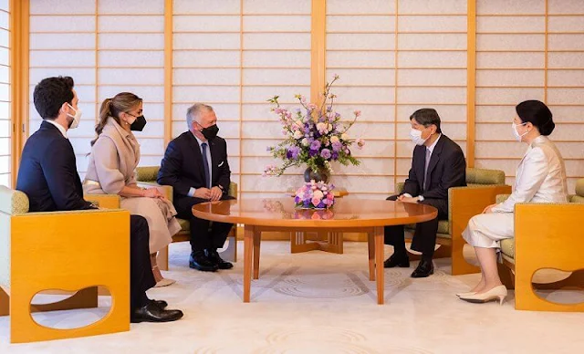 King Abdullah, Queen Rania and Crown Prince Al Hussein met with Emperor Naruhito, Empress Masako and Crown Princess Kiko