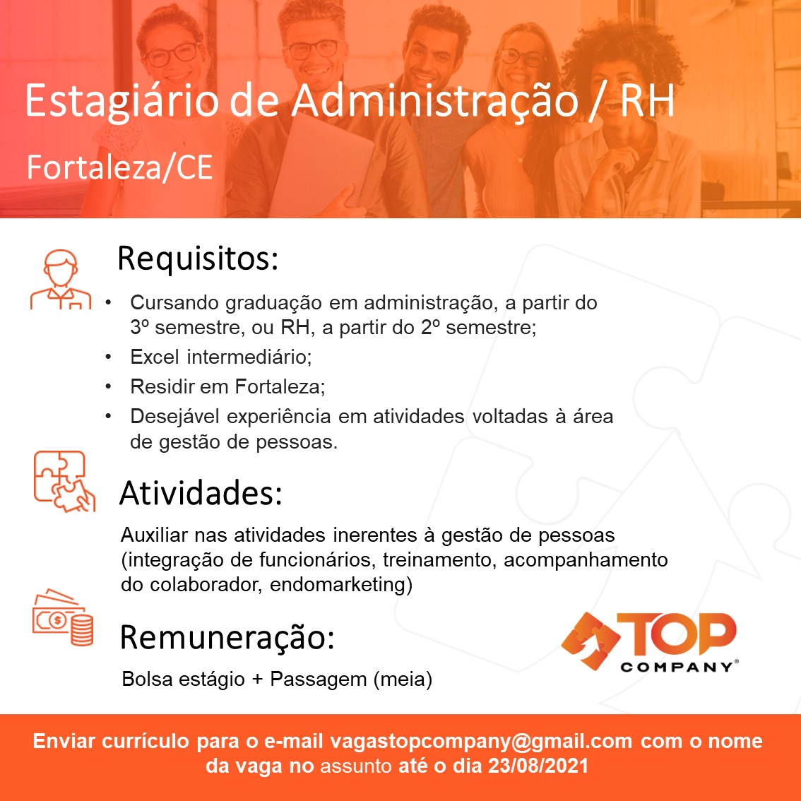 ESTAGIÁRIO(A) DE ADMINISTRAÇÃO / RH