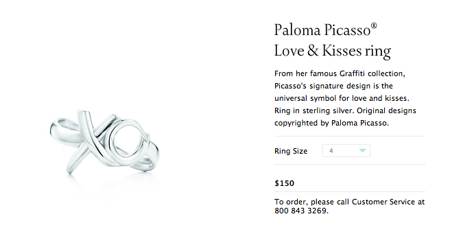 Tiffany Paloma Picasso Love & Kisses Ring Jewelry