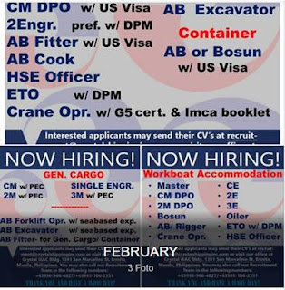 Jobs For Workboat, Gen Cargo, Container Vessel (Philippines)