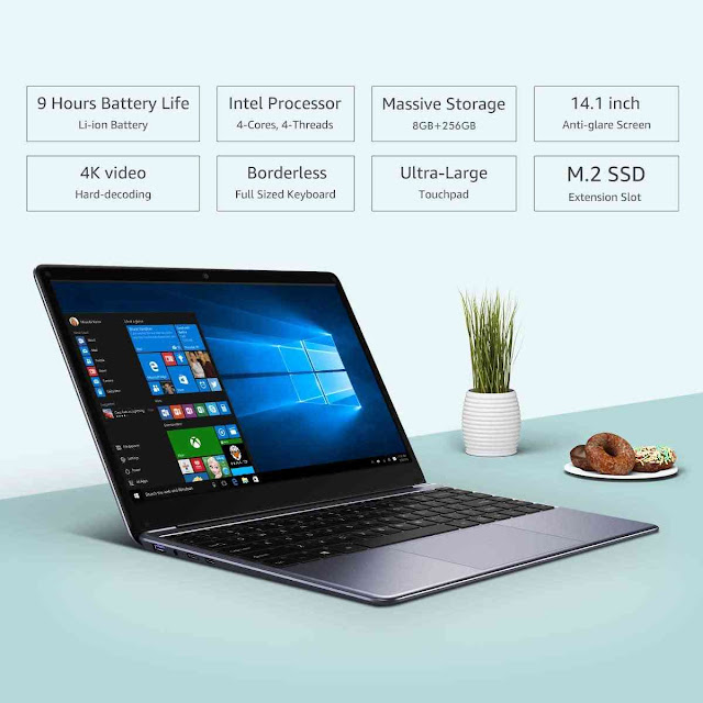 CHUWI Herobook Pro 14.1 inch Windows 10 Intel N4000 Dual Core 8GB RAM 256GB ROM Notebook,Thin and Lightweight Laptop,BT4.0  gift sunday easter