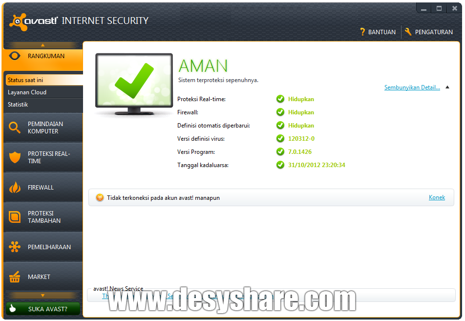 avast! Internet Security 7.0.1426 Full License Key