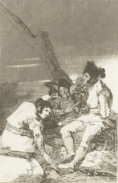 Четверо контрабандистов ждут у дерева (из серии «Лос-Капричос» Гойи, ок. 1797–99).