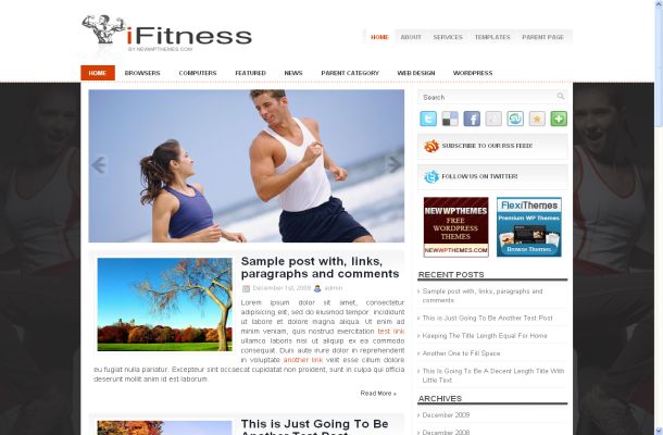 Free Wordpress Sexy Fitness Sport White Chrome Jquery Blog Theme Template 