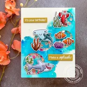 Sunny Studio Stamps: Summer Cards using Best Fishes & Fabulous Flamingos Stamps by Angelica Conrad and Mendi Yoshikawa