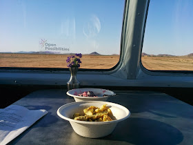 Breakfast in the dome car of the train