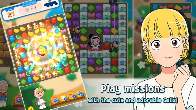 Yumi's Cells the Puzzle | LICO Corp. | Casual Yumi and her cells are back, this time in a match 3 puzzle game!