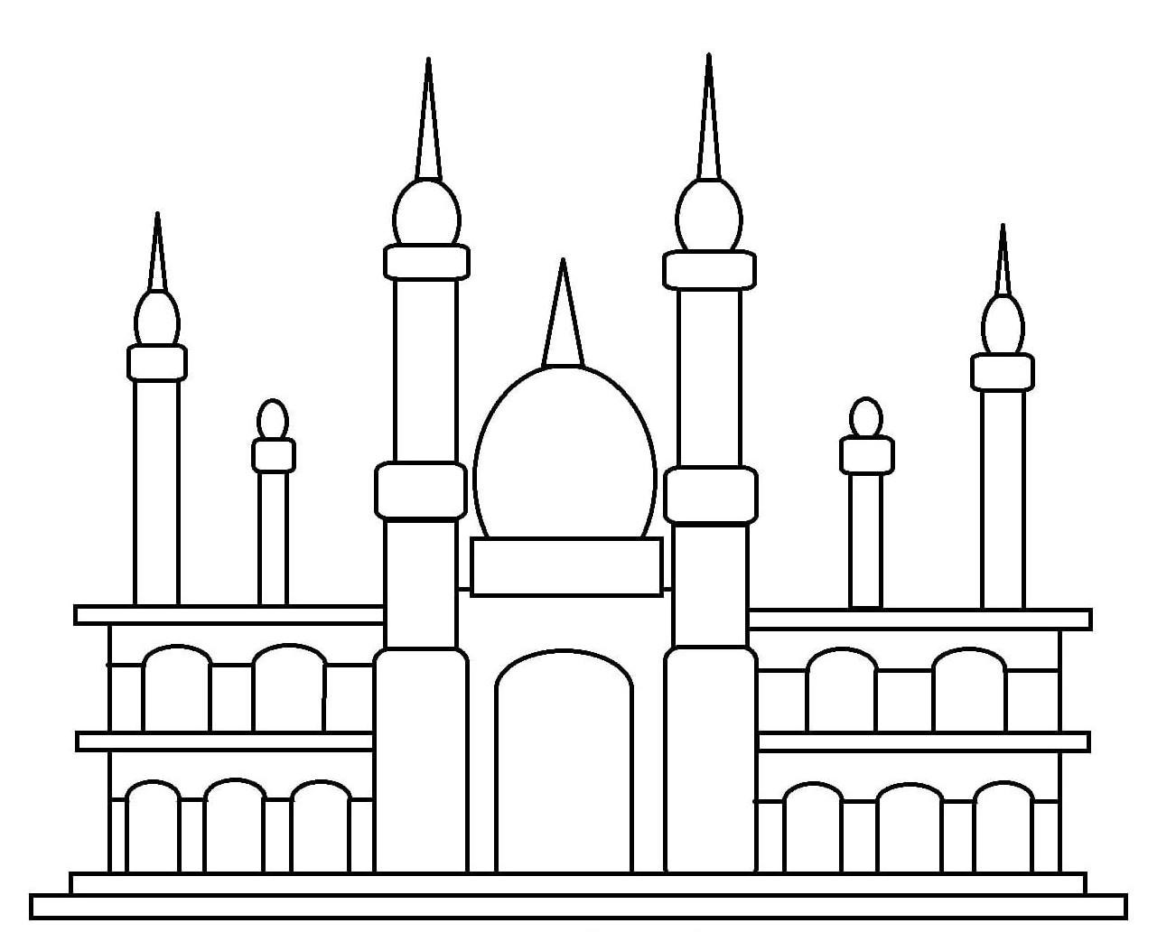 Mewarnai Gambar Masjid Kartun Warna Nusagates