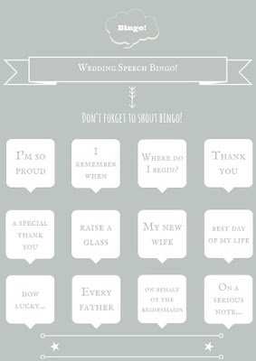 Wedding speech bingo template