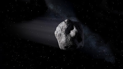 Asteroid with dust at the back